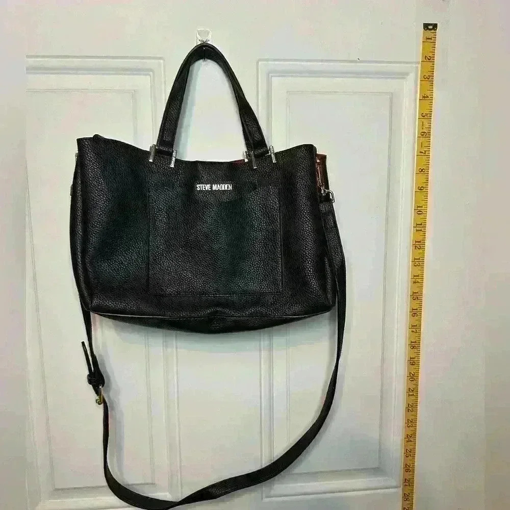 Steve Madden Women’s Handbag, Black leather with Red Leather interior